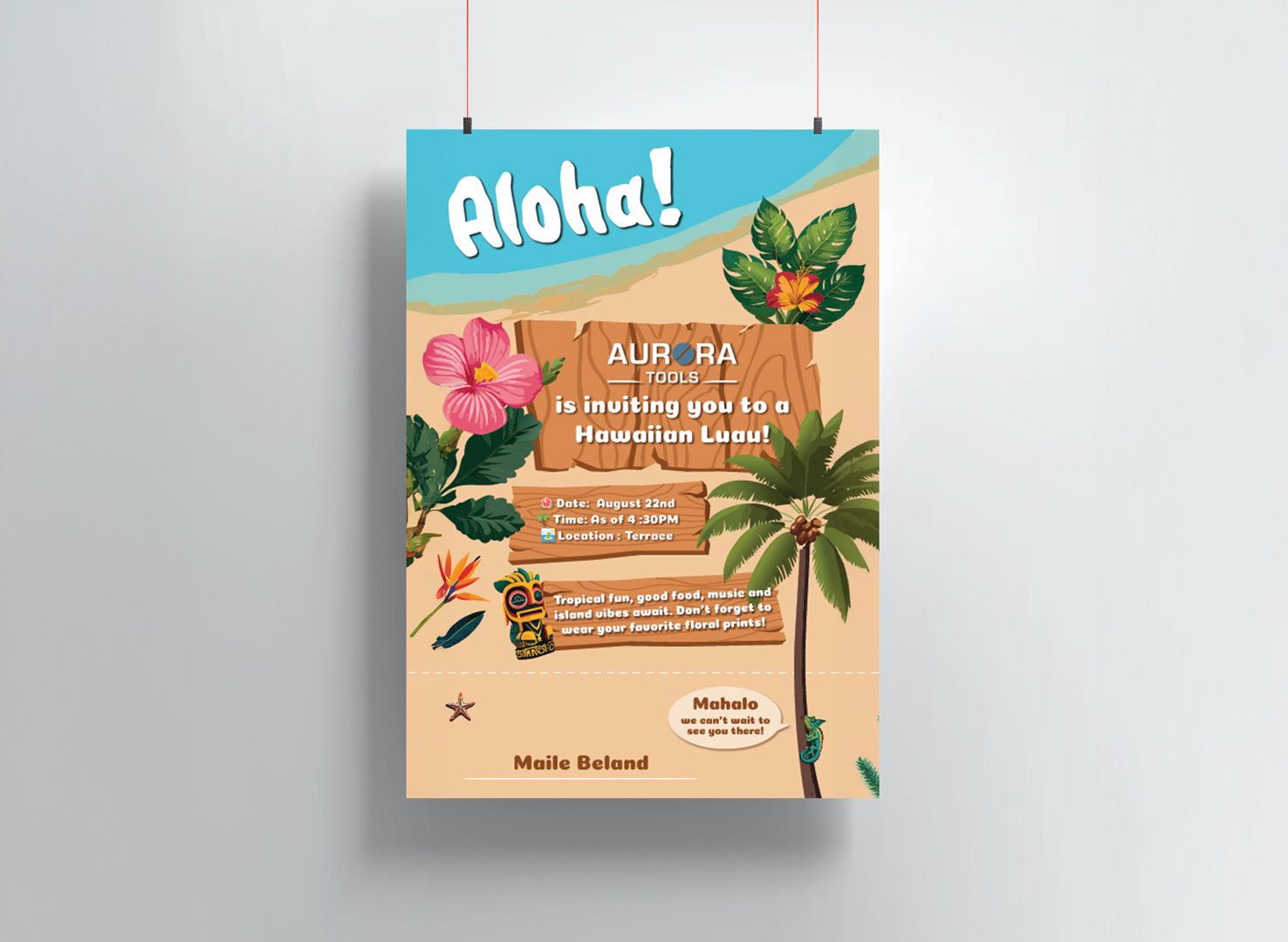 Luau BBQ invitation Flyer Design